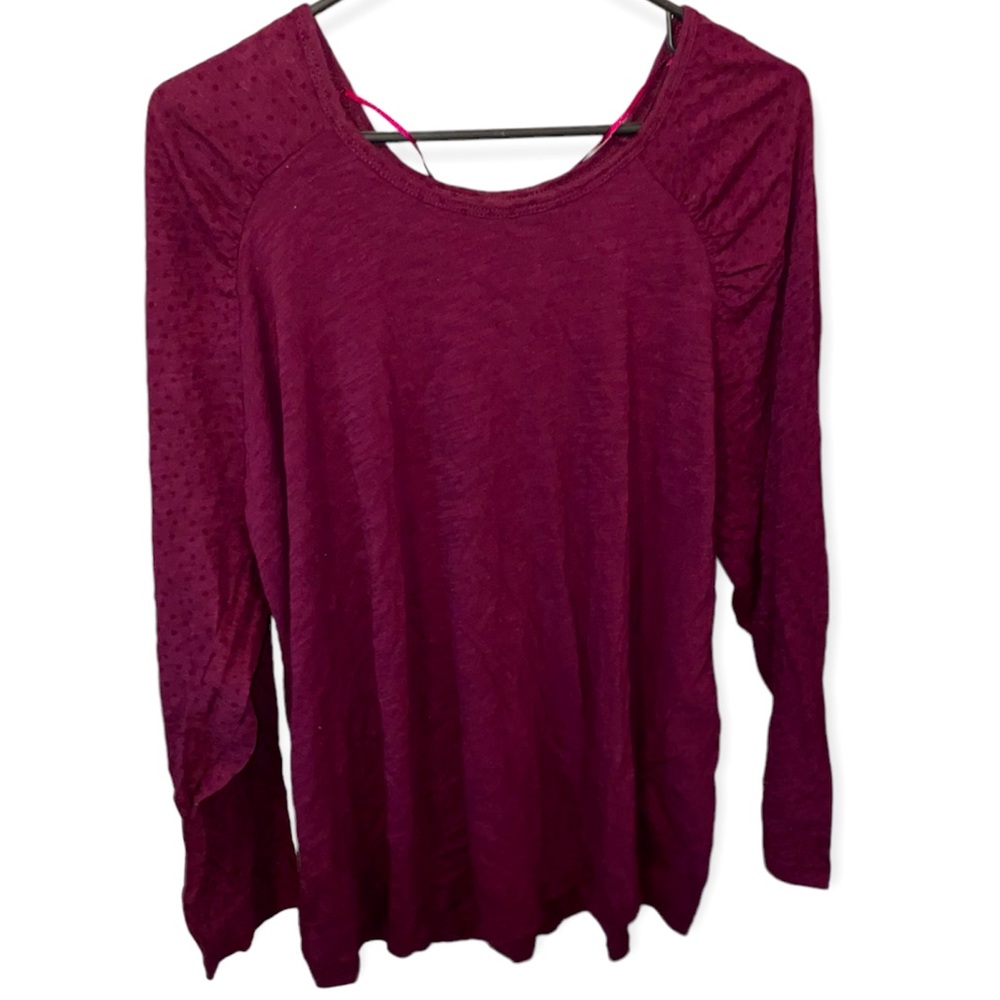 PRICE DROP • Terra & Sky - Womens LS light burgundy top | 1X